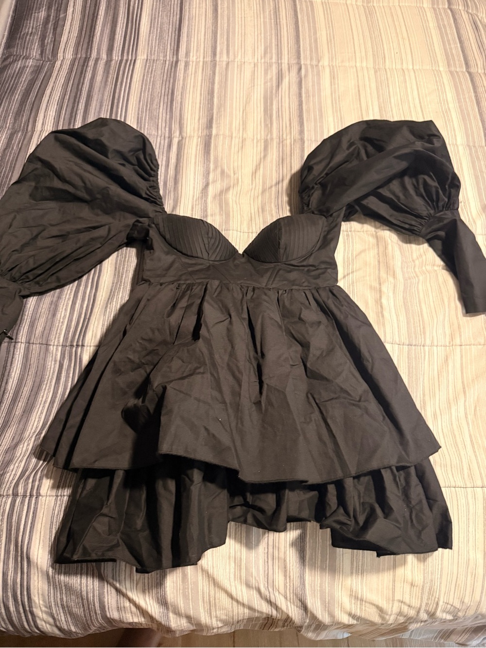 ASOS Black Mini Dress with Puff Sleeves